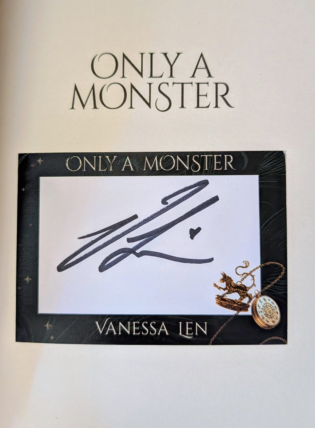 Only A Monster by Vanessa Len SIGNED BY THE AUTHOR