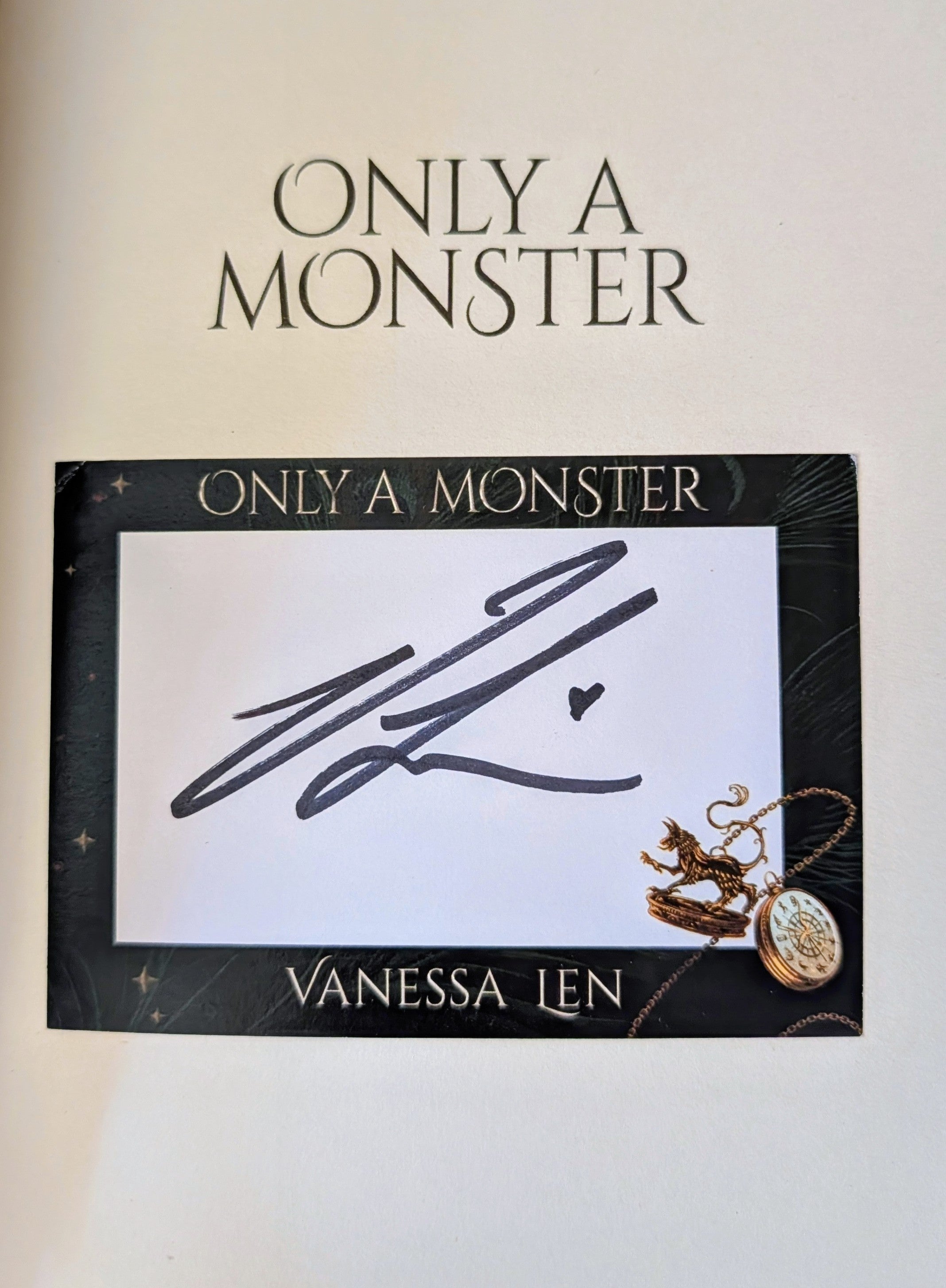Only A Monster by Vanessa Len SIGNED BY THE AUTHOR